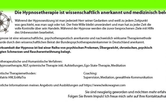 Flyer Hypnose ist wissenschaftlich anerkannt
